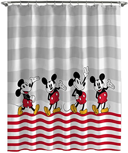 Jay Franco Disney Mickey Mouse Hello There Shower Curtain & Easy Care Fabric Kids Bath Curtain (Official Disney Product)