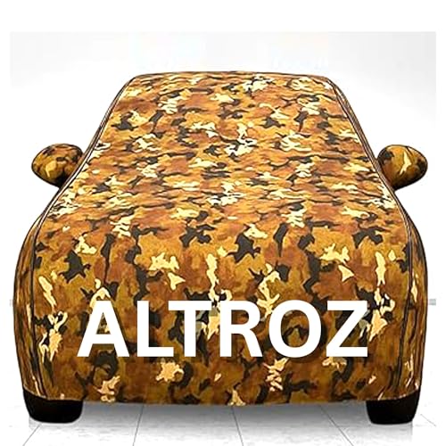 Image of 100% Waterproof Car Cover for Altroz UV Protection, Dustproof, Windproof | Custom Fit with Mirror Pockets, Belt & Buckle | All Weather Outdoor Body Cover(Jungle)
