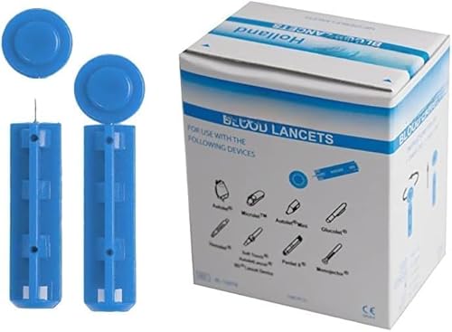 Pack 100 Lancetas Estériles Universales 28G (Glucosa, Colesterol, tests rápidos.) ultra delgadas de 28g de diseño universal para minimizar las molestias y el dolor de la piel. (100)