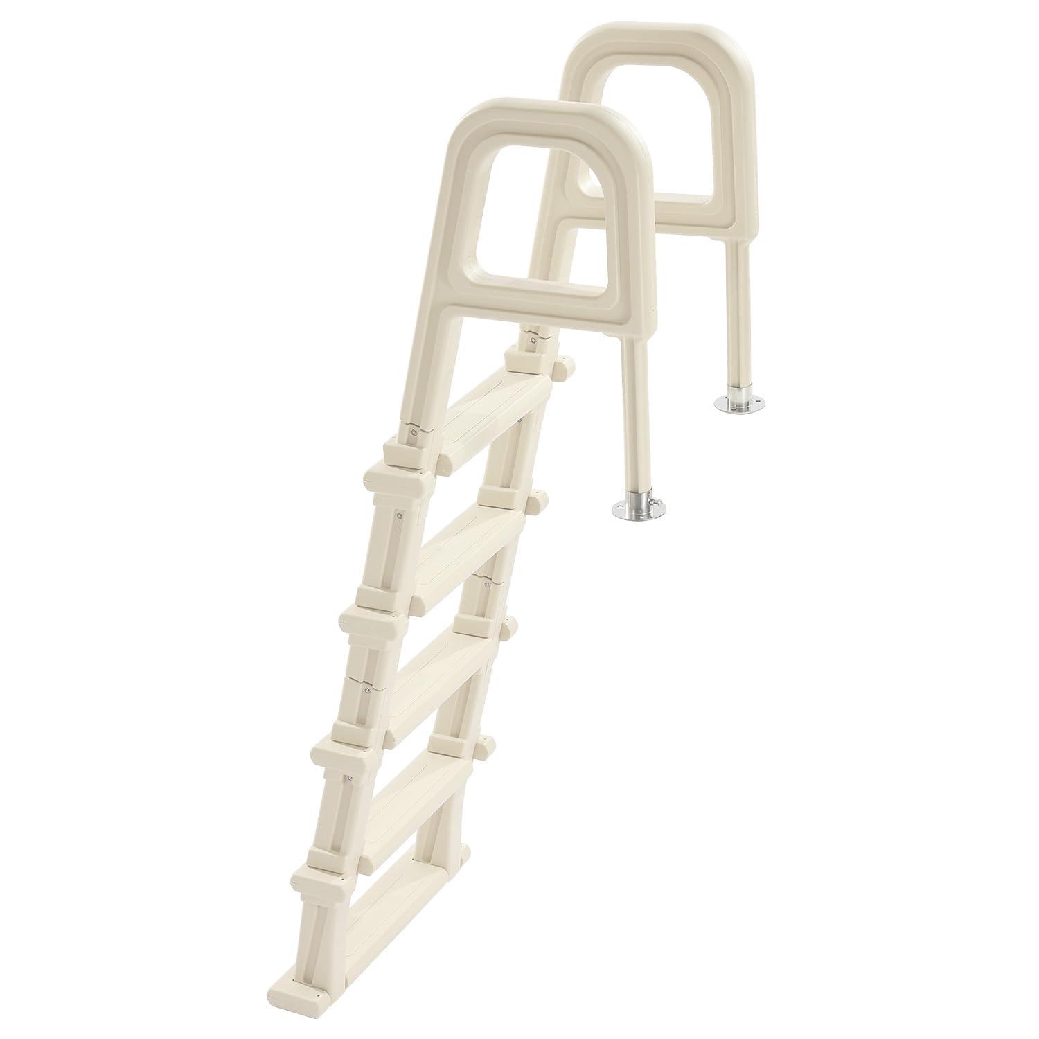 VEVOR Échelle de Piscine Inclinée en Plastique avec 2 Rampes, 5 Marches Antidérapantes, Capacité de Charge 136 kg, pour Piscines Creusées de 122-137 cm, Terrasse, Jardin, Maison, Intérieur, Extérieur