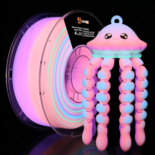 Image of LOVOON 3D Printer Filament Luminous Glow Rainbow PLA,Magic irradiative 3D PLA Filament 1.75mm, for Halloween and Christmas Decorations, Glow-Rainbow 5,1KG(2.2lbs) /Spool