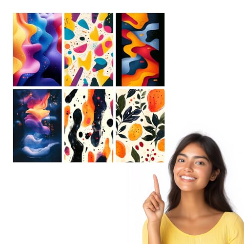 Image of SiddArtify Abstract Modern Wall Art Prints Set - Colorful Poster Decor for Living Room Office - 8x12 inch Board Pack of 6