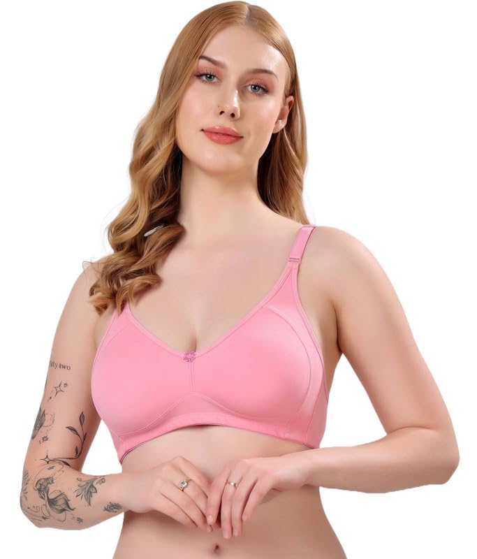 Image of London Hills Regular Bra for Women Everyday Non Padded Wire Free Full Coverage Cotton Blend
