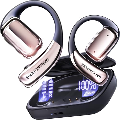 DARONGFENG Open Ear Wireless Bluetooth Headphones, Pain-Free Air Conduction Ear Buds with LED...