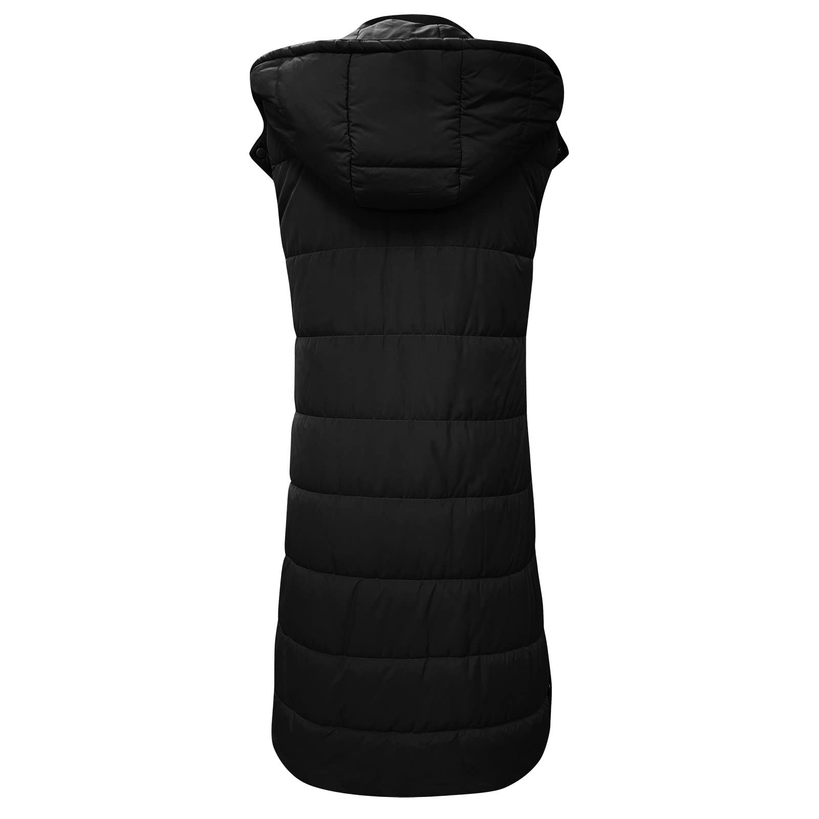 Cappotto Invernale Senza Maniche da Donna Gilet Lungo con Cappuccio Imbottito in Piumino Caldo e Trapuntato con Tasche Giacca da Esterno Elegante Monopetto in Rosso Perfetta per Stile Casual e Comfort