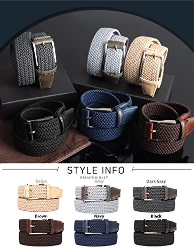 maskfactory stwees Woven Stretch Braided Elastic Belt for Casual Jeans, Golf Pants, Outdoor or at work, 1 3/8"2