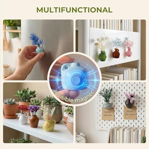Set de 9 mini imanes jarrón con flores preservadas miniatura 4