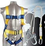 GXJBGYUSFT Kit de Gancho SSS, arnés anticaídas, arnés de protección de cinturón de Seguridad de Cuerpo Completo Duradero y Resistente para Escalada en árboles, montañismo y Rescate contra Incendios