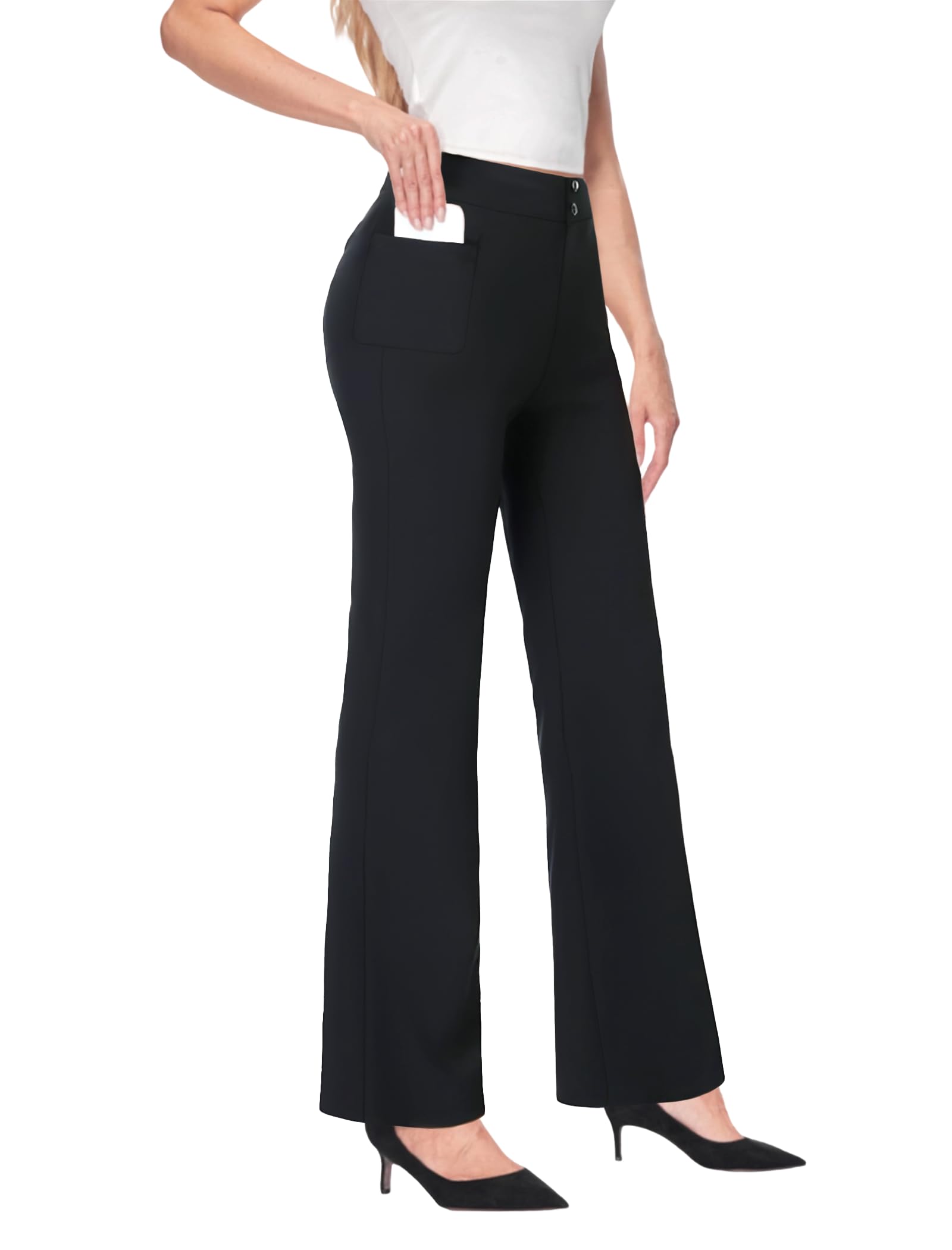 Womens High Waist Dressy Work Office Pants Stretchy Bootcut Casual Business Slacks with Pockets