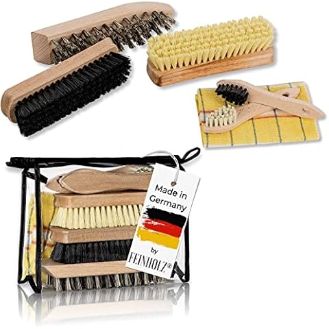 Schuhputzset 6-teilig mit Holzbürsten in praktischer Tasche - Schuh Putzen mit Schuhputzzeug Set, Schuhe Putzen Set, Schuputz Set Leder, Schuhputz Set, Schuhputzset Leder, Leder Schuhputzsets Cover