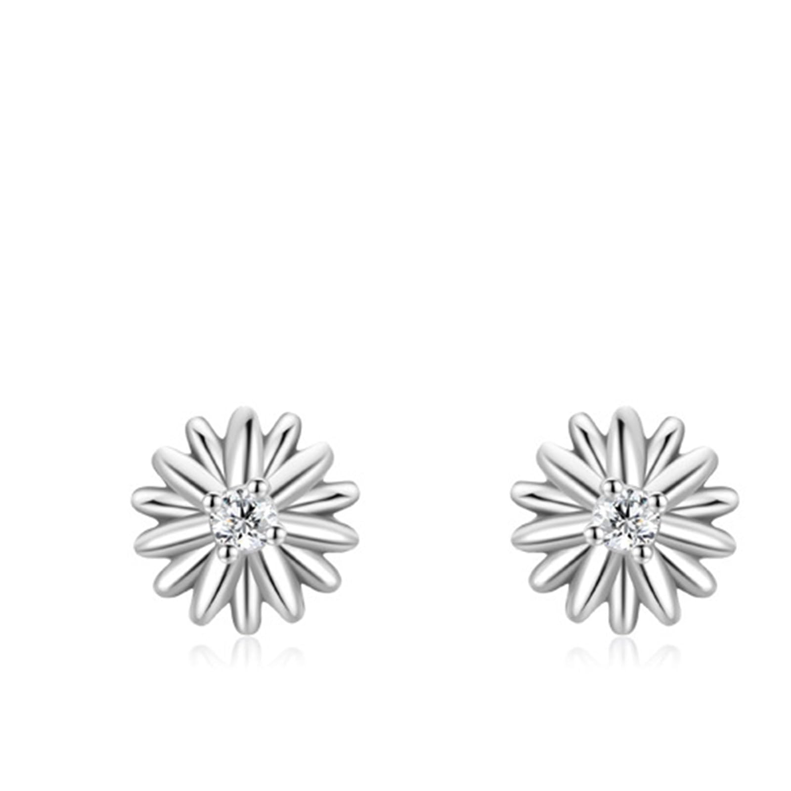 Pendientes de oro de platino para mujer, modernos con moissanita blanca, margarita, solitario blanco/platino oro blanco