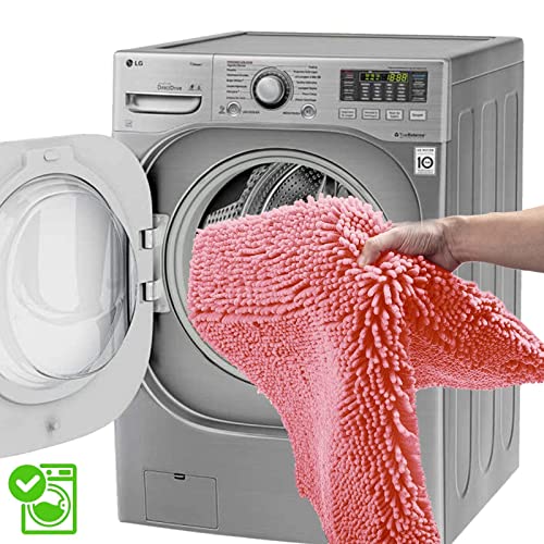 Image of Bathroom Rugs Chenille Bath Mat Set 3-Piece Bath Rugs for Bathoom Extra Soft Bath Mats for Bathoom Non Slip Absorbent Shag Bthroom Carpet, Machine Washable, Toilet Rug Pink
