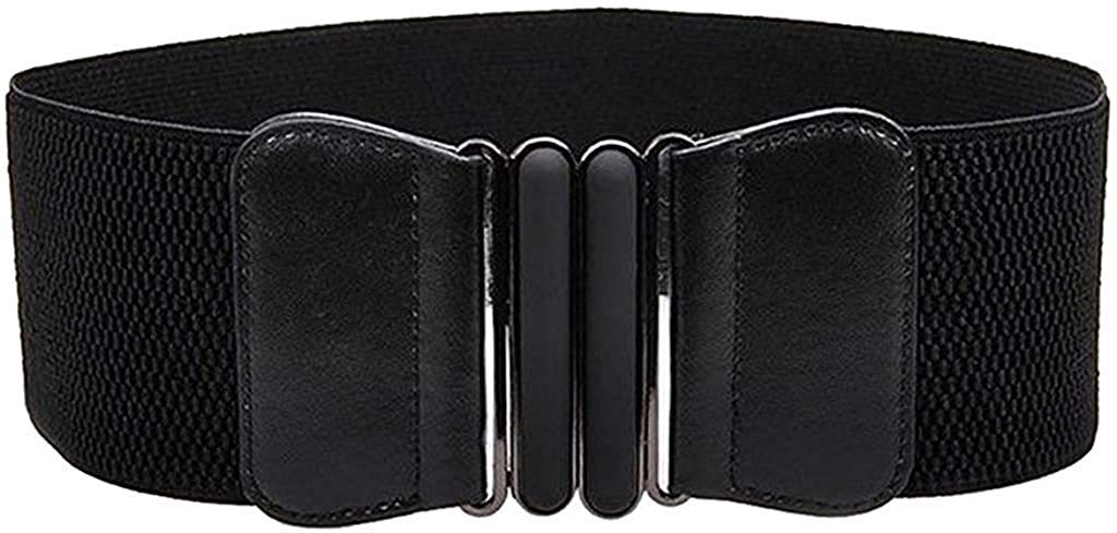 BoltBolt Stretch Elasticated Waist Buckle Fashion Women Belt Women's Leather Belt-Black (Free Size)