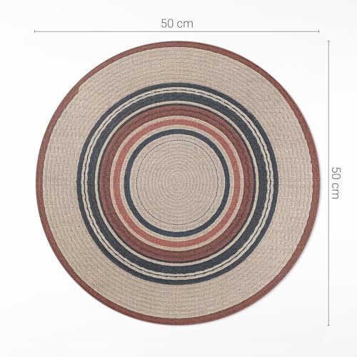 Tapis de sol vinyle beige rond ø50 cm résistant cuisine salon maison deco - 4