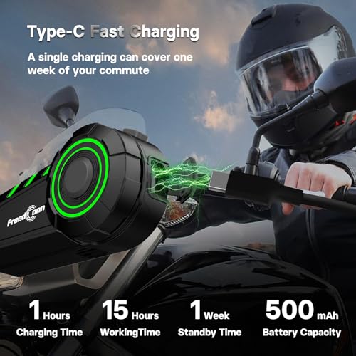 FreedConn KY Motorcycle Helmet Bluetooth Headset, Speakers Earphone 5.2 Wired Headphone Automatic Motorbike Call Voice Music Control IP65 Waterproof Compatible with All Helmets Accessories - Image 6