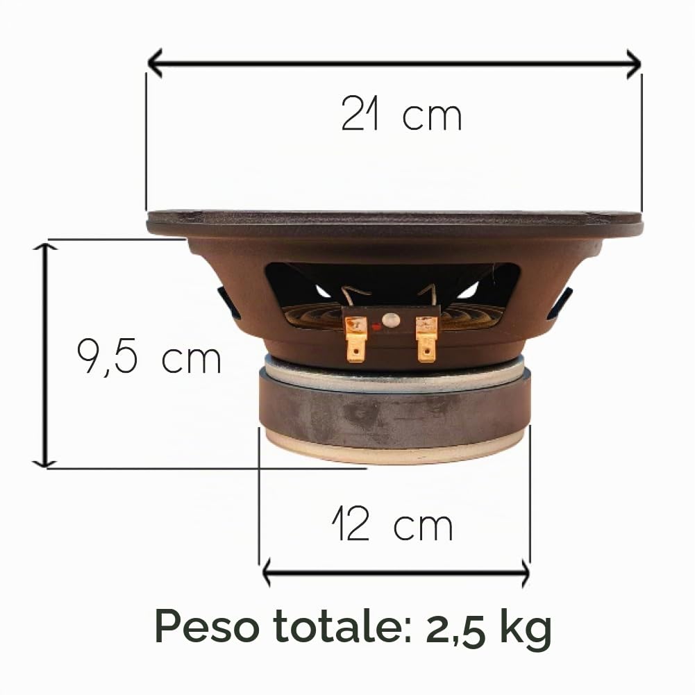 Ciare CW200Z Woofer 20cm 80W RMS 4 Ohm | Altoparlante Auto Con Sospensione In Gomma E Cestello Alluminio | Kit Con 5 Sticker