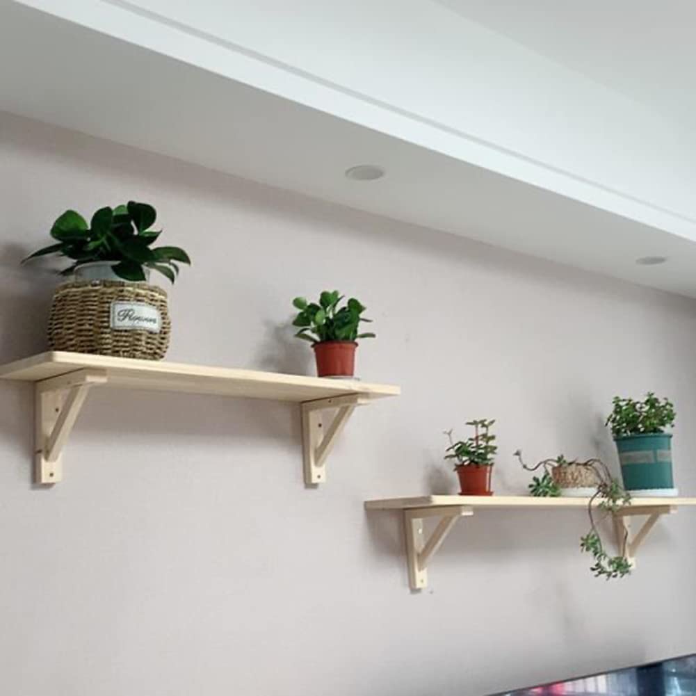 Natural Wood Shelf Bracket,2 Pack Decorative Wall Mounted Floating Shelves Supports,Corner Brace Joint,Wood Board Shelf Brackets-18x18cm