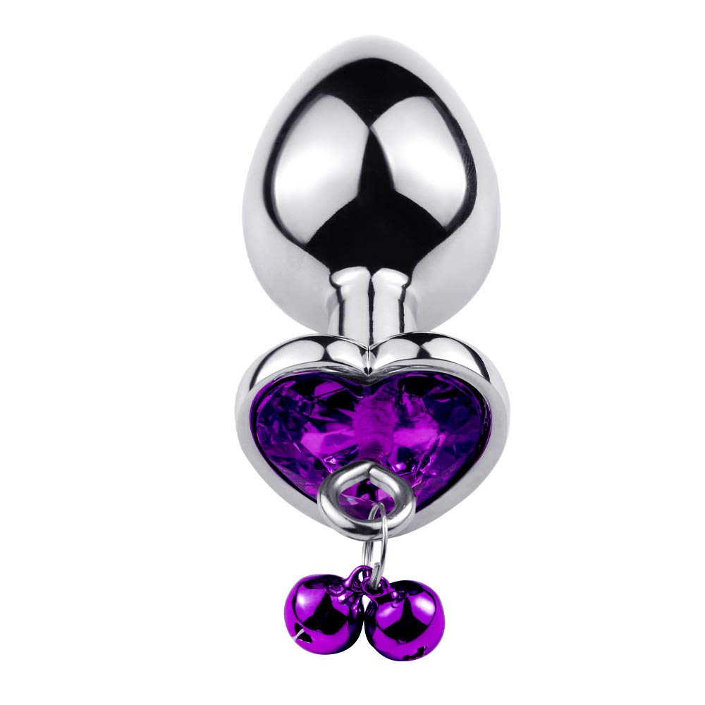 3 Pcs Metal Anal Butt Plug Toys Heart Shaped Bell Anal Trainer Jewelry Design Fetish Butt Plug Kit SM Adult Gay Anal Plugs Woman Men Sex Gifts Things for Beginners Couples (): Purple