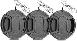 77mm Lens Cap, CAM-ULATA 3-Pack Universal Plastic Snap on Center Pinch Lens Caps Set with Microfiber Lens Cleaning Cloth for Canon Nikon Sony Olympus DSLR Camera