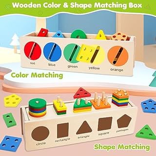 V-Opitos Montessori Toys for Toddler 1+ Year Old, Wooden Color & Shape Sorting Matching Box, Early Learning Toys for 12-18 Month, Age 1, 2, 3, Ideal Christmas, Birthday Gifts for Boy & Girl