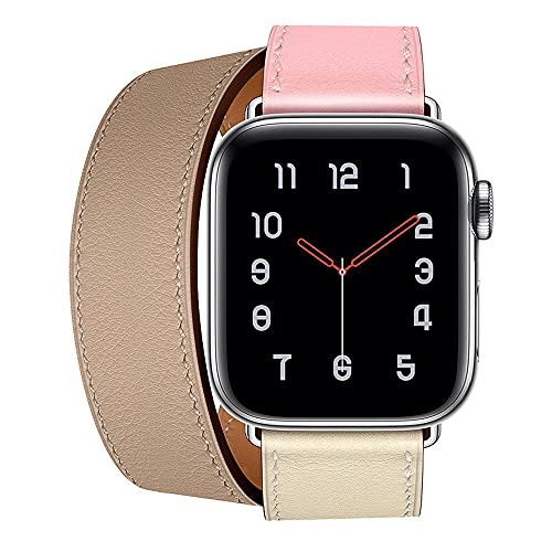 Bracelet Double Tour en Cuir pour Apple Watch 38-45mm iWatch SE
