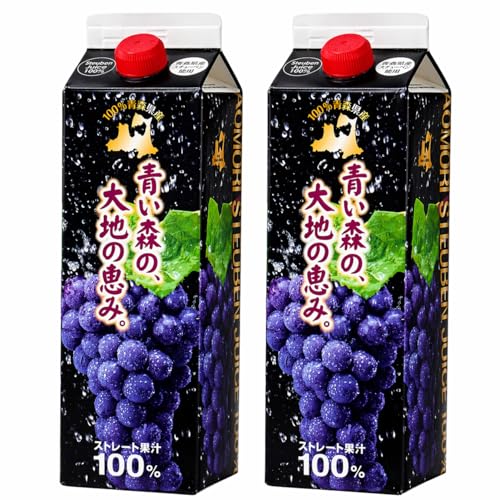ぶどうジュース 紙パック 1L 2本入り 無添加 ストレート果汁 100% スチューベンジュース 葡萄 青森県産 グレープジュース 1000ml×2本セット