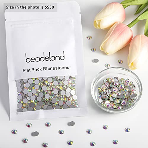 Image of beadsland Flat Back Crystal Rhinestones Round Gems for Nail Art and Craft Glue Fix, CrystalAB (6.4-6.6mm) SS30 /288pcs