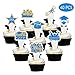 Graduation Cupcake Toppers 2022 Blue, 2022 Graduation Party Decorations Supplies, Class of 2022 Congrats Grad Cap Diploma Cupcake Picks for Graduation Party Decorations 2022 Blue and Gold - 40Pcs