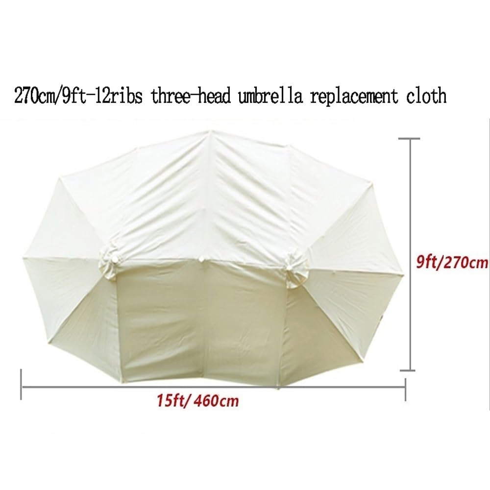 Tessuto di Ricambio per Ombrellone 460x270cm Telo di Ricambio per Ombrellone Doppio, Copertura per Ombrellone Grande per Patio Giardino(Beige)