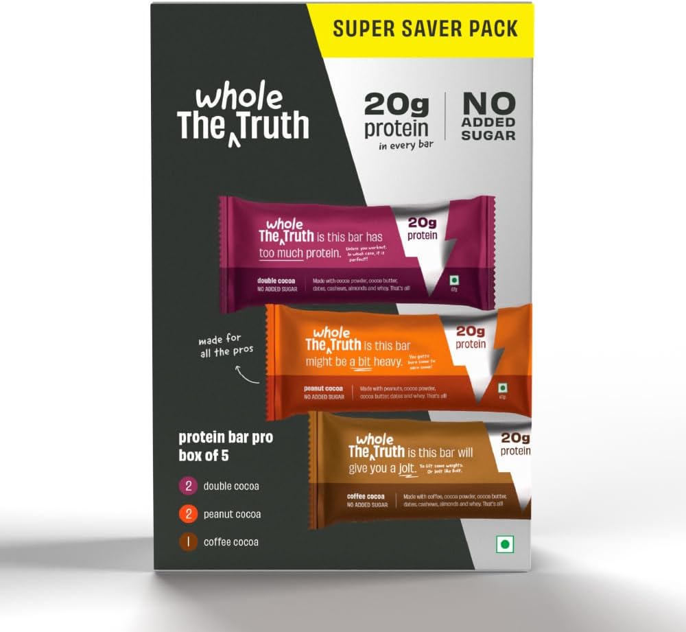 High Protein All in One 20g Protein Bar - Pack of 5 x 67g each - No Added Sugar - No Preservatives - No Artificial Flavours - All Natural