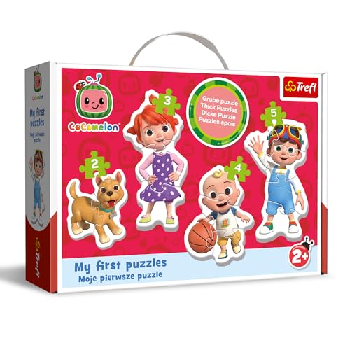 Trefl Cocomelon - 4 Grands Puzzles de Formes pour Les Plus Petits, de 2 à 5 pièces, Puzzle avec Les Personnages de la série Enfant, Jeu pour Enfants à partir de 2 Ans