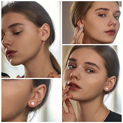 LOYALLOOK 61-63 Pairs Assorted Multiple Stud Earrings for Women Simple Cute Flower Big Hoop Earrings Moon Geometric Leaf Arrow Bow CZ Ball Heart Faux Pearl Earrings Set2