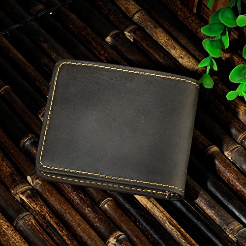 Le'aokuu Mens Genuine Leather Bifold Credit Card Case Money Clip Pocket Wallet Purse3