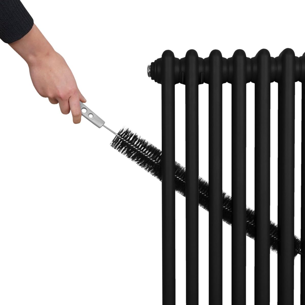 Radiador Tradicional Horizontal de 2 columnas 600mm x 1012mm | Negro Mate | Acero | Montado en pared | Kit de fijación y soportes + Cepillo de limpieza GRATIS | Calefacción estufa calefactor