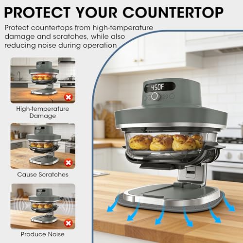 Image of Heat Resistant Mat for Ninja Crispi Pro 6-in-1 Glass Air Fryer, Anti-slip Countertop Protector Silicone Mat Compatible with Ninja Crispi Pro Base, Dishwasher Safe, Grey