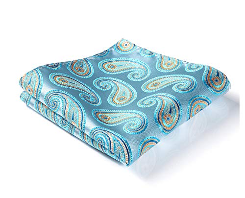 HISDERN Men's Paisley Floral Wedding Party Pocket Square Handkerchief