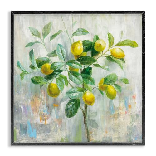 Stupell Industries Abstract Lemon Tree Branch Fruit Multicolor Painting, Designed by Danhui NAI Wall Art, 12x12, Black Framed