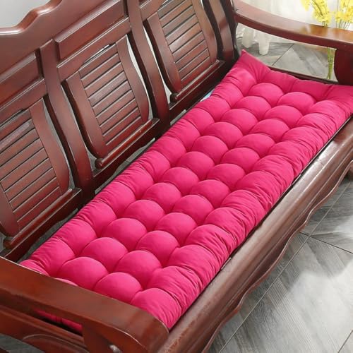 Cojín de banco para interiores y exteriores, antideslizante, para jardín, patio, sofá, almohada gruesa para balcón, columpio, 180 x 53 x 8 cm, color rosa, cómoda almohadilla de asiento para patio