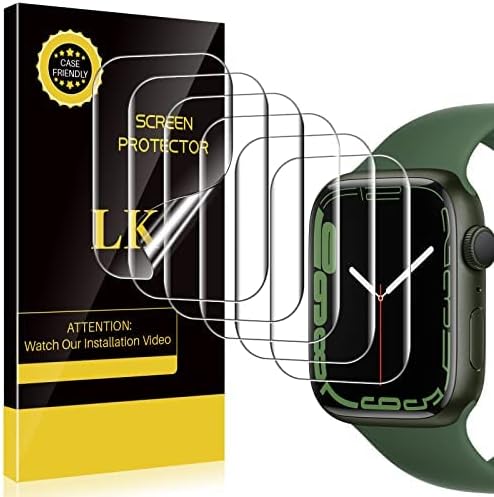 LK 8 Pack Apple Watch Series 7/8 45mm Screen Protector Screen Protector Compatible with Apple Watch Series 7/8 45mm, High Definition, Bubble Free, Clear Flexible TPU Film