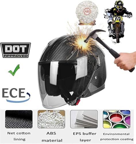 Cascos de moto de fibra de carbono vintage 3/4 retro para motoristas urbanos talla XL 3