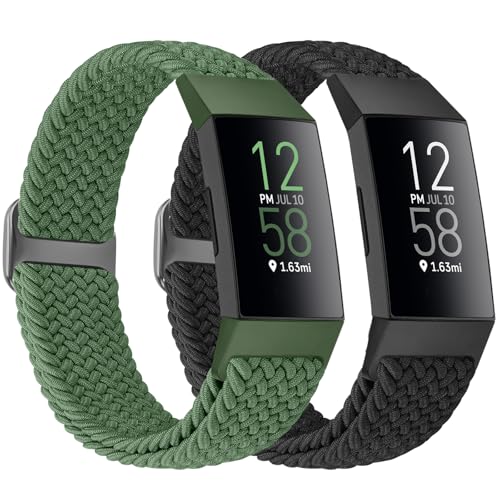 Bcuckood Braided Watch Straps Compatible with Fitbit Charge 4/Charge 3/Charge 3 SE Adjustable Stretchy Nylon Solo Loop Woven Replacement Wristbands for Fitbit Charge 4/Charge 3 for Women Men