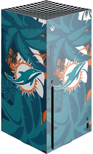 Skinit Decal Gaming Skin Compatible with Xbox Series X Console - Officially Licensed NFL Miami Dolphins Tropical Print Design