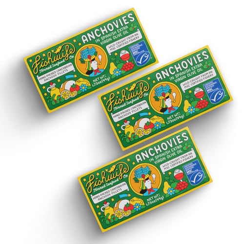Fishwife Cantabrian Anchovies 3-Pack (1.73 Ounce) | Wild-Caught & Hand-Packed with Spanish Extra...