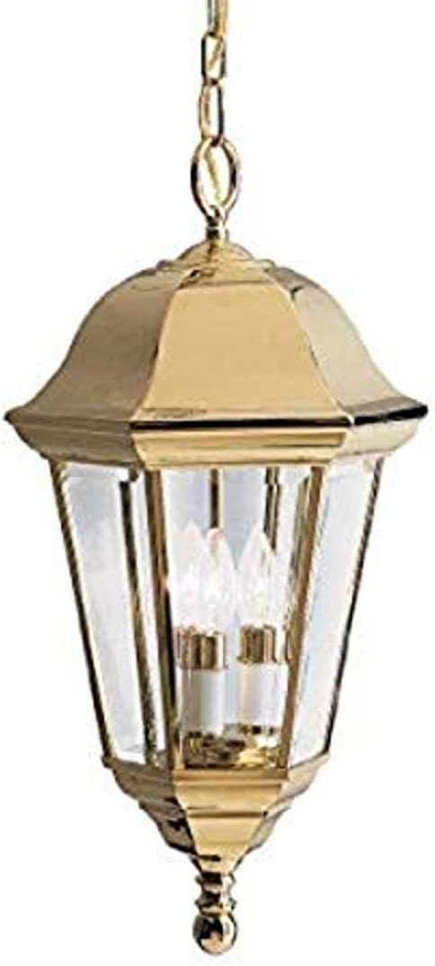Exclusive Discount 60% Price Kichler 9889PB Grove Mill Outdoor Pendant 3-Light, Polished Brass