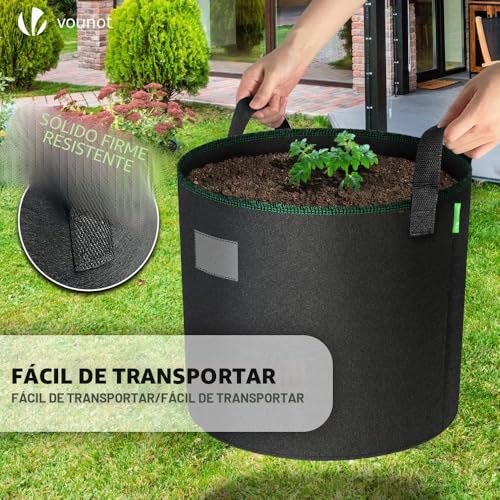 Miniatura 7 de Vounot 5 Piezas Bolsas De Cultivo Plantas 65l, Maceta De Tela Cultivo De Patatas Con Asas Y Etiquetas De Plantas, Bolsa De Siembra No Tejida Para Papas Tomates Fresas