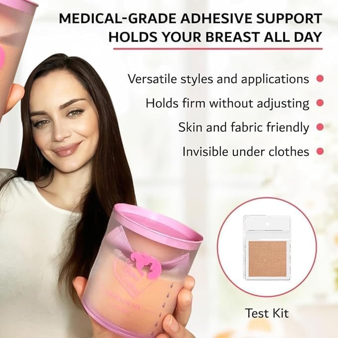 Miniatura 6 de Agam Intima Cinta adhesiva para levantamiento de senos, cinta corporal, cubiertas de pezones - pechos grandes, copa A-G - 20 cintas de ropa de doble