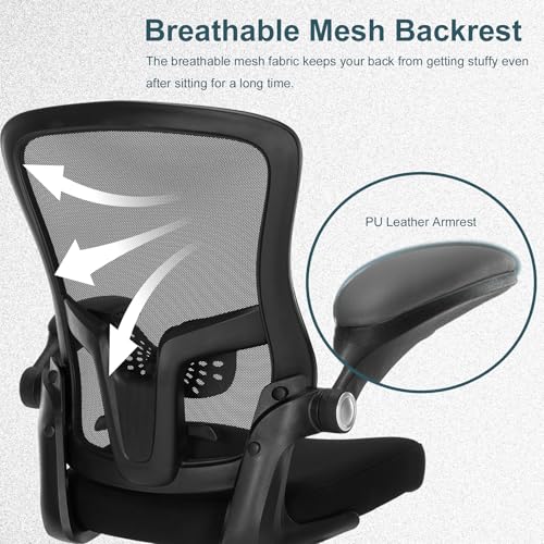 Luckyear Ergonomic Drafting Chair – Tall Office Chair for Standing Desk, Adjustable Height Mesh Chair with Footrest and Flip-Up Arms, Counter Stool, Black by Luckyear - Image 7