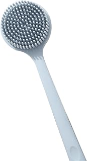 XTYPE Cepillo de baño de doble cara de silicona con mango largo multifuncional, cepillo de baño para ducha, exfoliante, masaje de limpieza de la piel (color: azul)