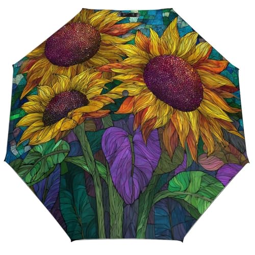 Parapluie pliant original tournesols vitrail idée cadeau femme