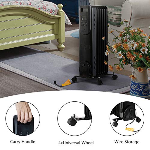 image for HYD-Parts Space Heater with Remote Control, 1500W Electric Oil Filled 